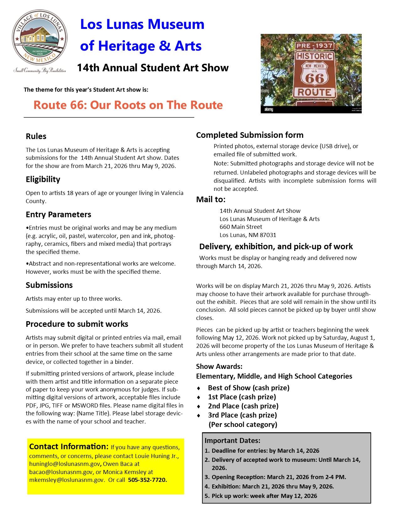 14th annual Student juried art application 2